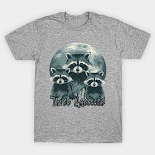 Three Raccoons Vintage Retro Moon T-Shirt